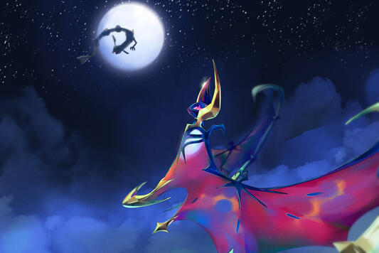 Shinies soaring across the sky